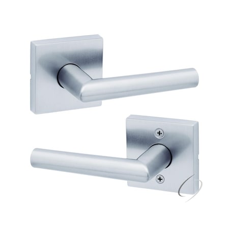 Kwikset Milan Lever with Square Rose Passage Door Lock with 6AL Latch and RCS Strike Satin Chrome Finish 720MILSQT-26D